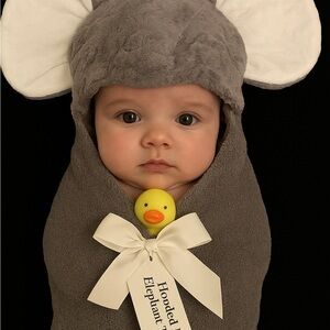 Neiman Marcus Adorable Gray Elephant Hooded Minky Towel